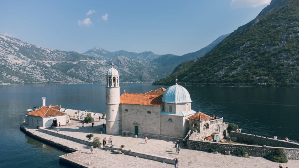 our lady of the rocks during boat tour in kotor bay